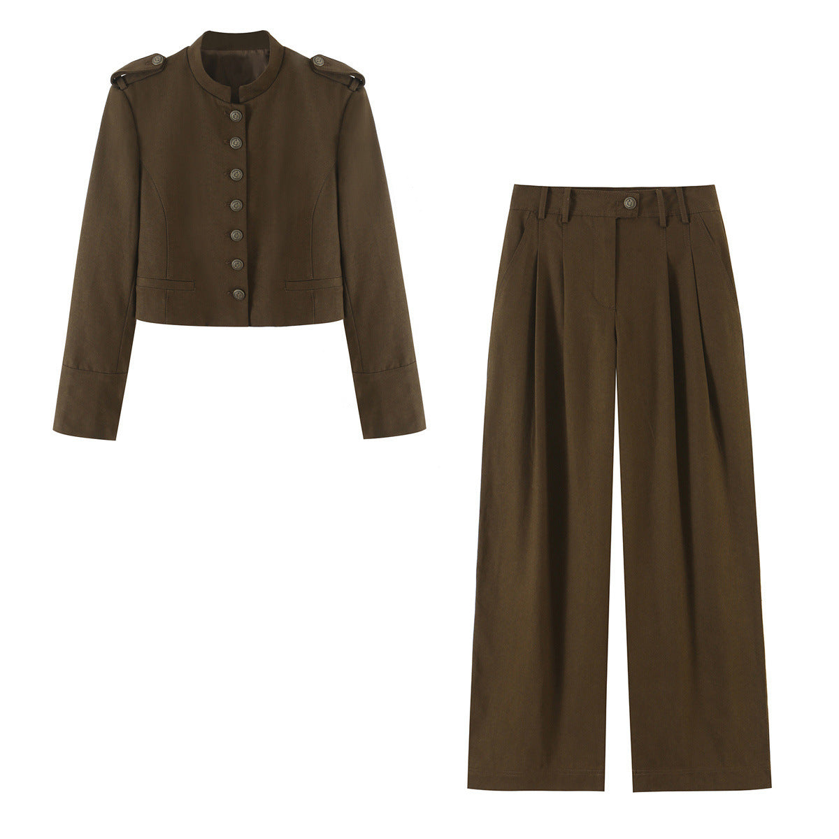 Strap collar suit jacket+pants suit for women