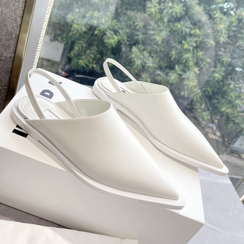 French pointed high heels with a bun and half slippers for women