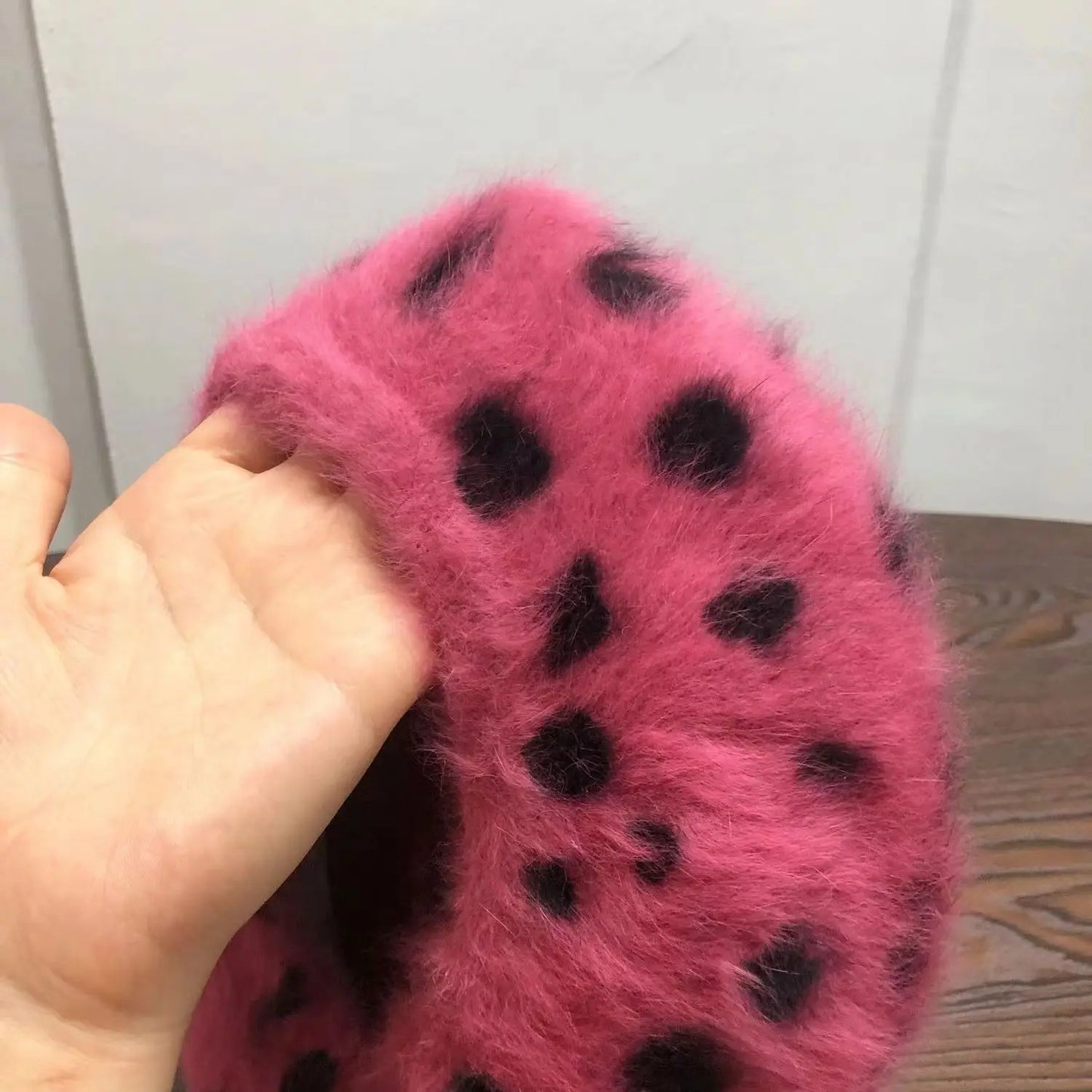 Dr. Powtry's Beret Women Rabbit Fur Spotted Leopard Beret Sherlock Hat Beret Cute Elegant Beret Warm Hat Elegant Ladies Winter Hat Wholesale