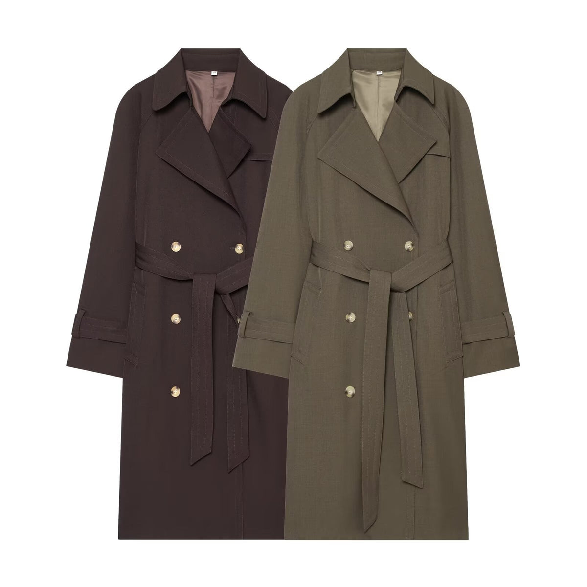 Double breasted suit collar windbreaker jacket for women