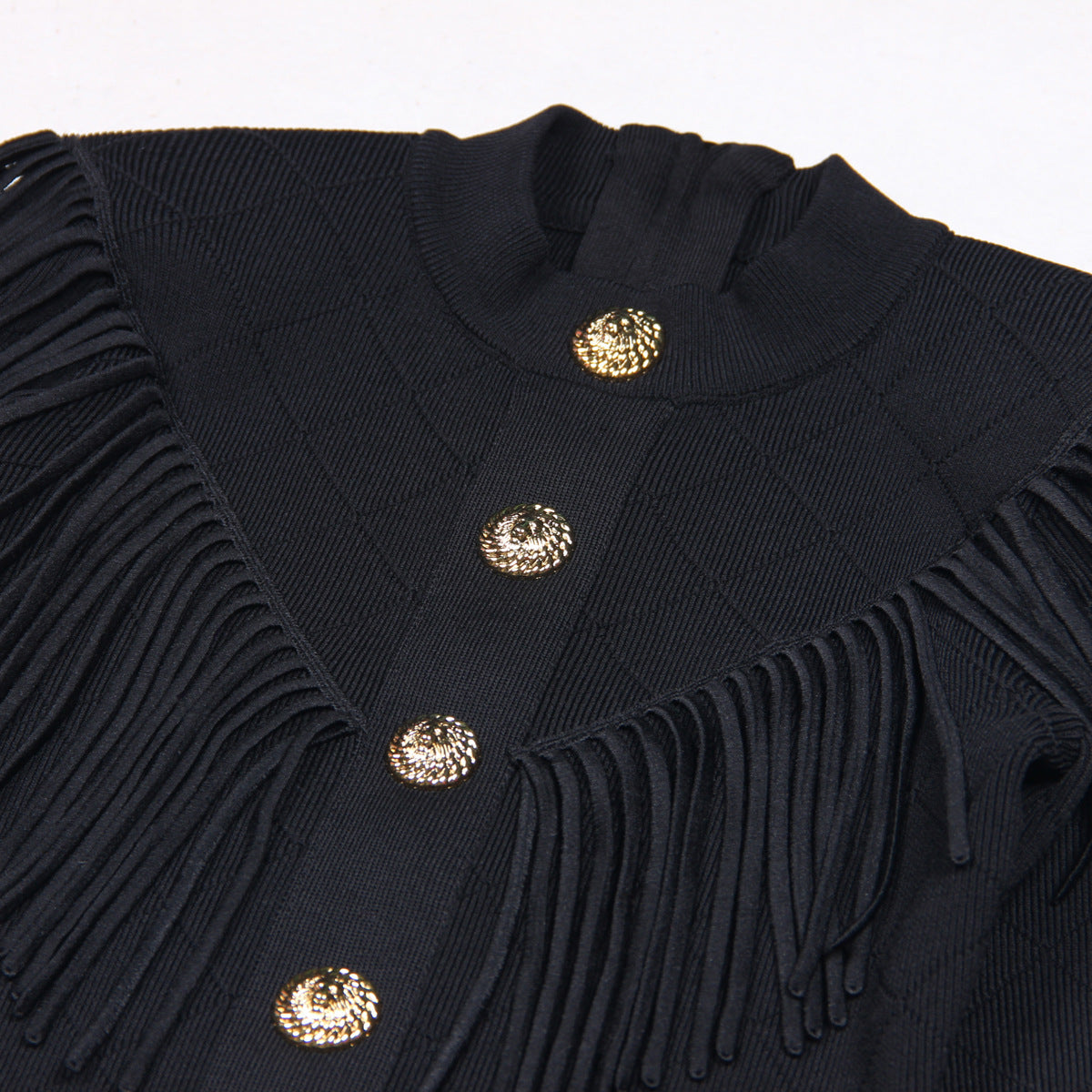 Autumn New Fashionable High Quality Knitted V-neck Tassel Slimming Long Sleeve Dress for Women