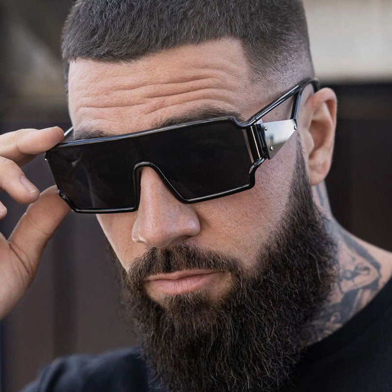 MR. POET Square connected sunglasses with hollowed out avant-garde personality Instagram popular fashion street photography futuristic sunglasses