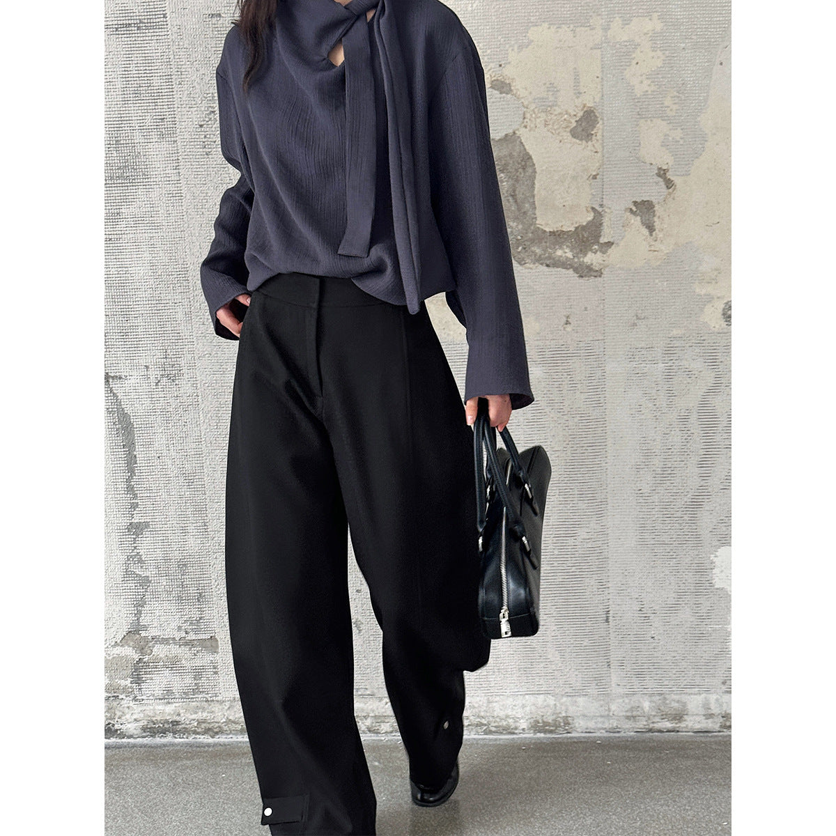 Loose sickle shaped pants for women high waisted casual pants