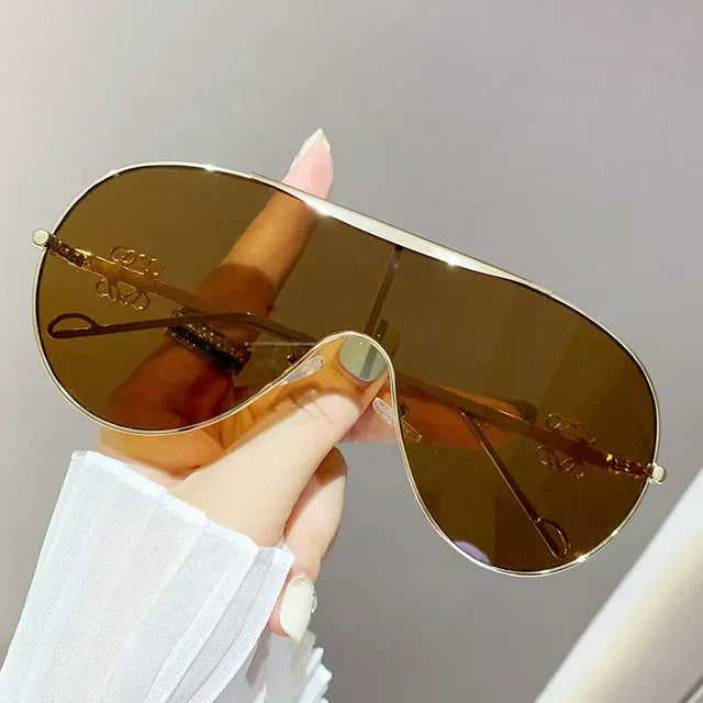URBAN POET Metal one-piece sunglasses, one-piece large-frame sports goggles, cycling windproof sunglasses, men's and women's advanced sense