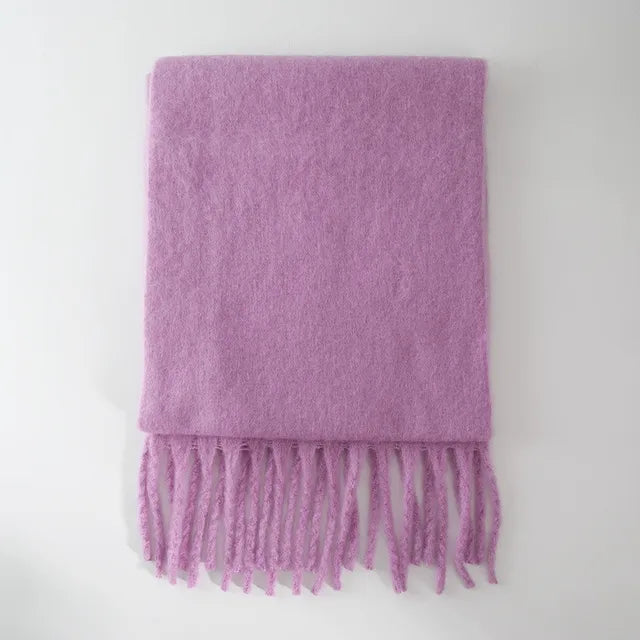 New Winter Women's Scarf Cashmere Warm Wrap Pashmina Solid Foulard Female Scarves Shawls Thick Soft Blanket Large Tassels