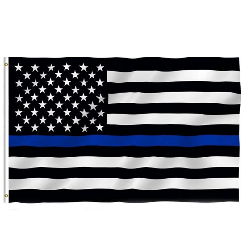 AGENT ACEVEDO 34815 90*150cm USA Police Flags Thin American National Banner White And Blue Stars Printed Strip with Brass Grommets