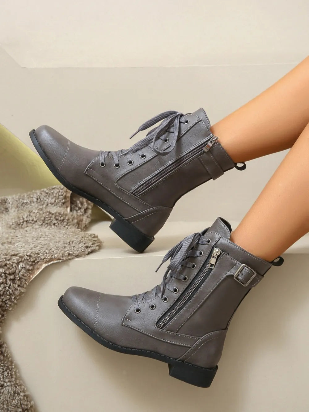 Agent Acevedo's PU Leather Lace-Up Boots