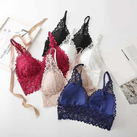 LA BELLA Lace Sexy Lingerie Wireless Bra For Women Padded Push Up Bralette Female Brassiere Summer Soft Backless Fashion bras Underwear