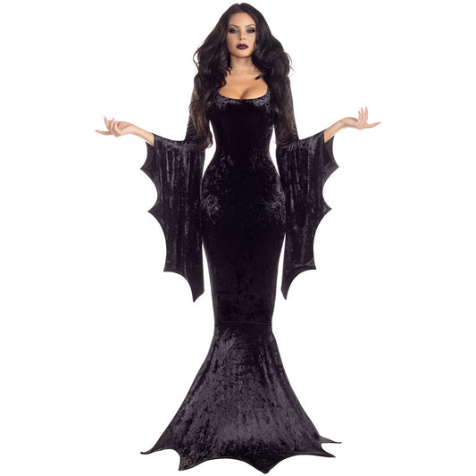 Halloween Bat Witch Ghost Bride Costume Long Dress Performance Dress