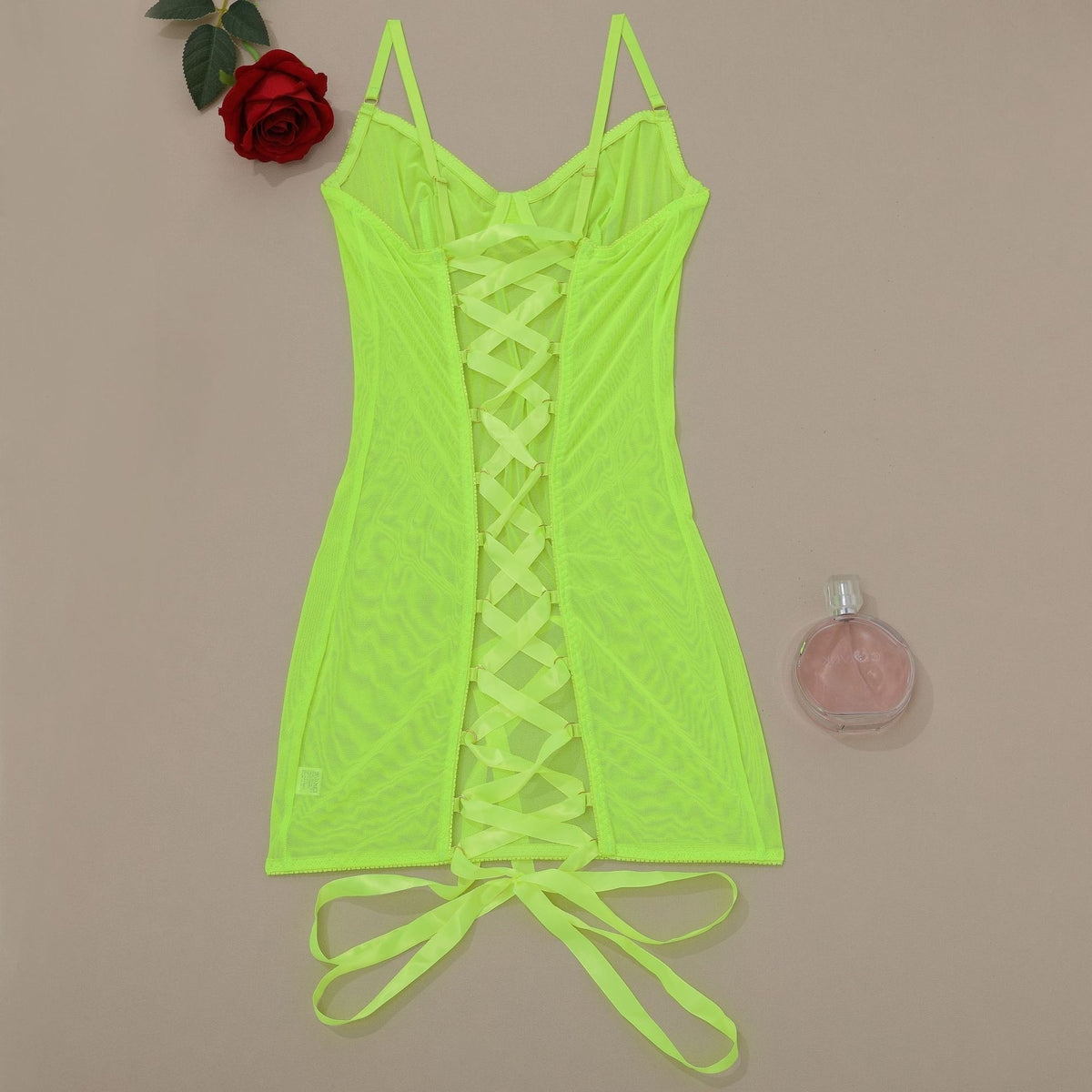 Women's Sexy Mesh Bodysuit - Push-Up Bust, Sheer Strappy Open Back Lingerie  Shapewear One-Piece