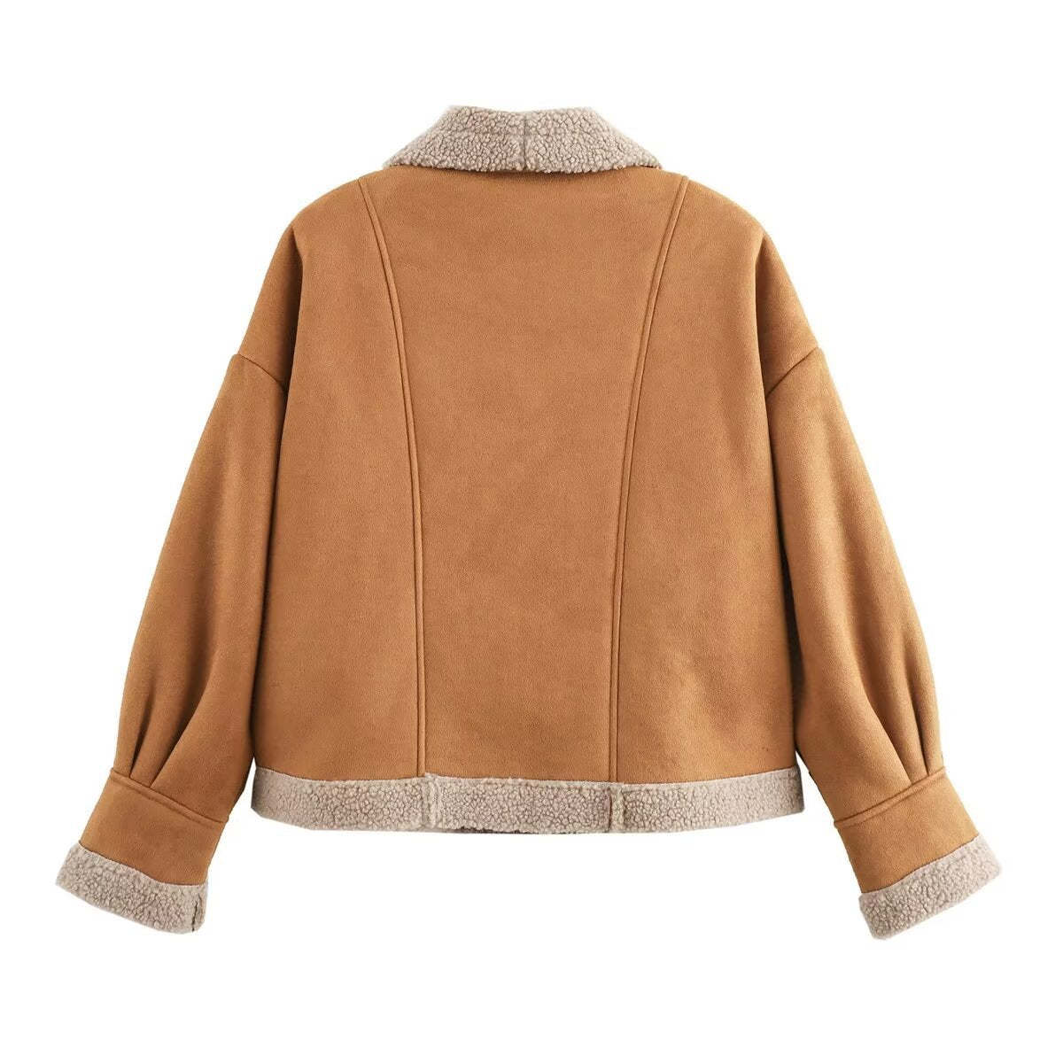 Autumn and winter women's clothing American retro woolen coat with loose collar and fur one-piece top for women