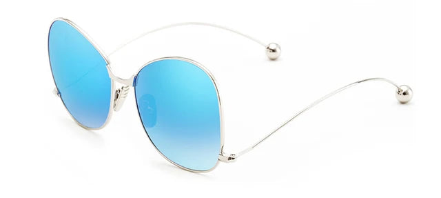 Rose Pink Mirror Round Sunglasses New Brand Designer Women Sunglasses Fashion Contort Leg Sun Glasses Oversize Oculos