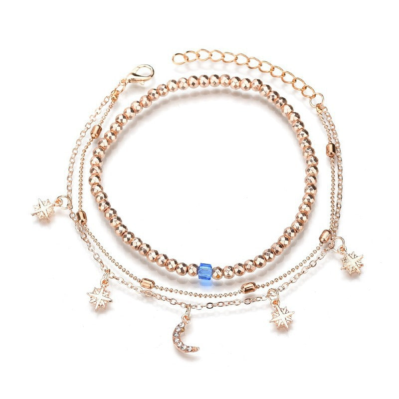 Anklet Multi-Layer Women's Beaded Star Moon Anklet Women