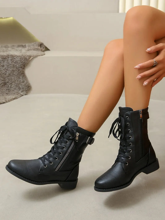Agent Acevedo's PU Leather Lace-Up Boots