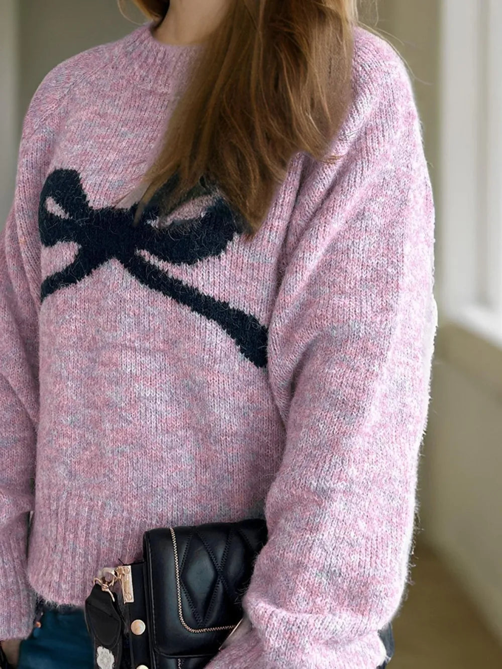 Round neck sweater women's autumn and winter knitted sweater top women
