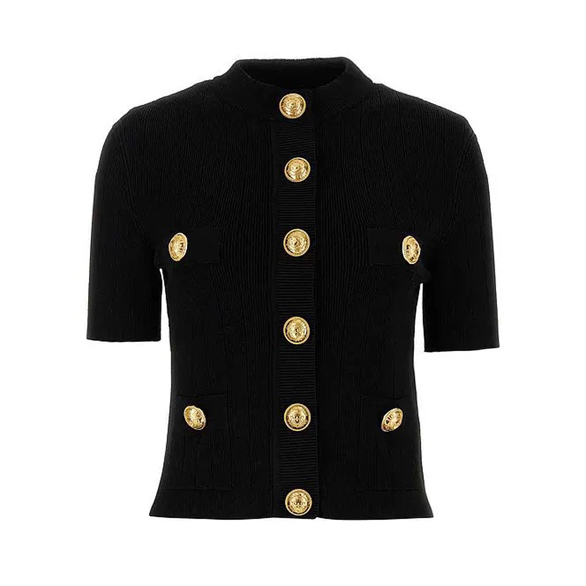 Autumn New High Quality Knitted Shirt Short Sleeve Round Neck Woolen Cardigan Top for Women