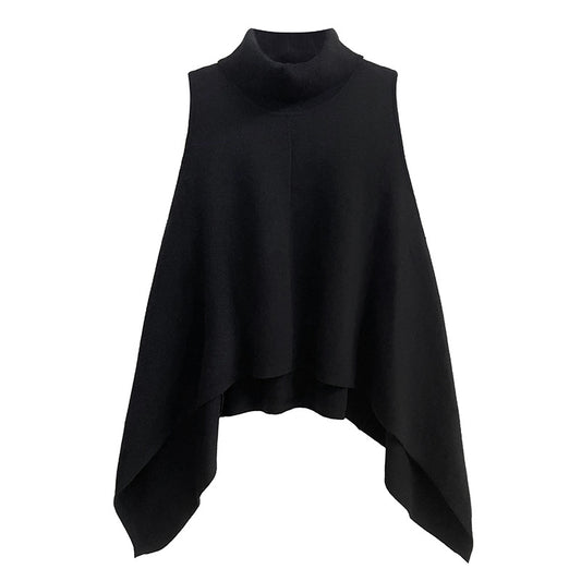 Irregular Big Size Knitting Sweater Turtleneck Sleeveless Women Pullovers New Fashion Tide Spring Autumn