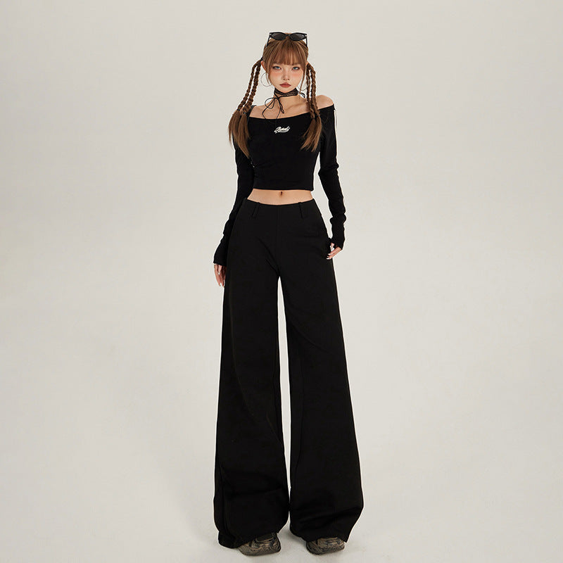 Women's Pants Wide Leg Flare Trousers Summer Elastic Dress Pants Versatile Casual Pants