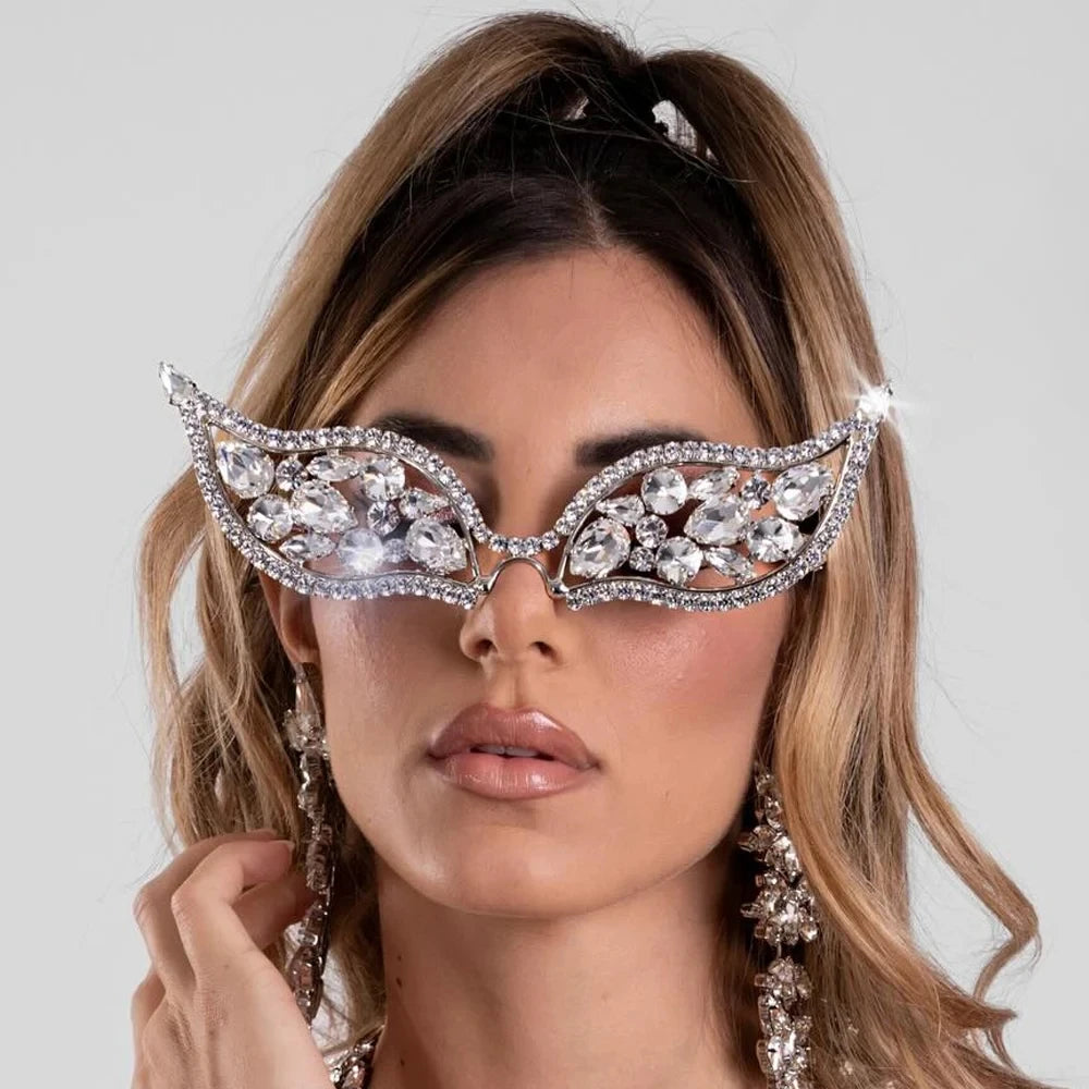 Stonefans Crystal Geometric Sunglasses Frame for Women Party Jewelry Ins Fashion Rhinestone Face Accessories Bridal Gifts