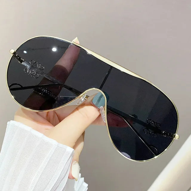 URBAN POET Metal one-piece sunglasses, one-piece large-frame sports goggles, cycling windproof sunglasses, men's and women's advanced sense