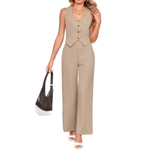Sleeveless vest long pants set for women