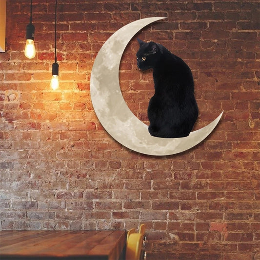 Bedroom Metal Wall Art Moon Cat Indoor And Outdoor Crafts Cat Decoration Wall Decoration