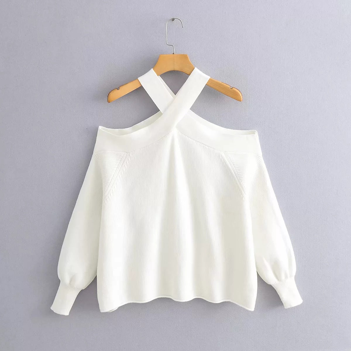Autumn and winter off shoulder sexy loose knit sweater pullover sweater for women