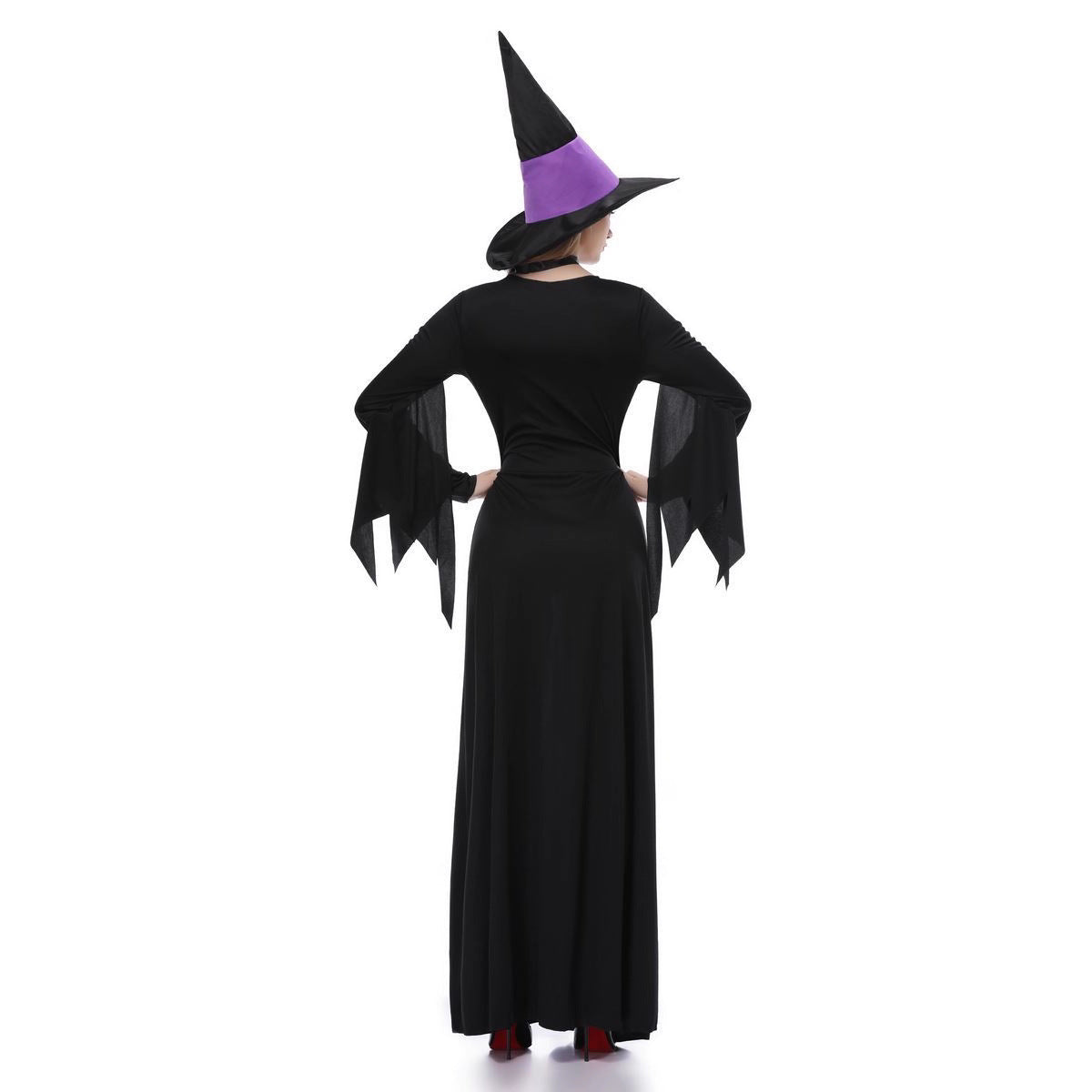 Magic Witch Costume for Women Adult Halloween Purple Long Dress Cosplay Outfit