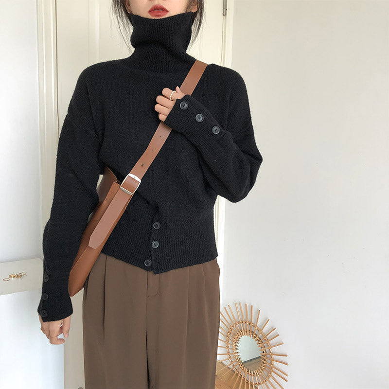 Hooded high neck sweater for women in autumn and winter