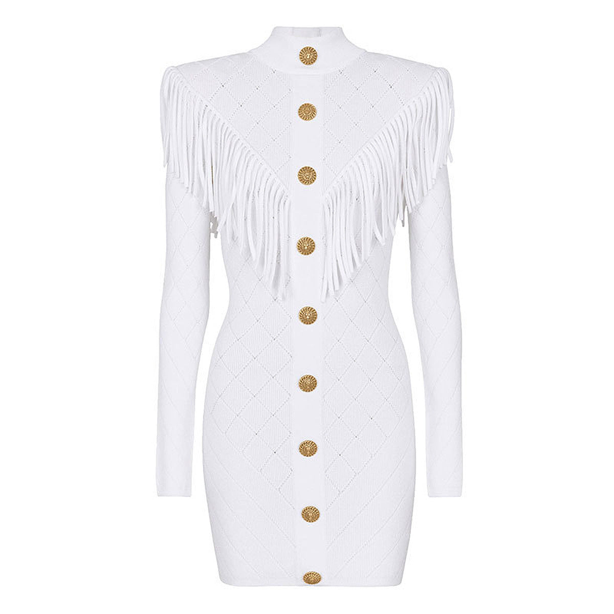 Autumn New Fashionable High Quality Knitted V-neck Tassel Slimming Long Sleeve Dress for Women