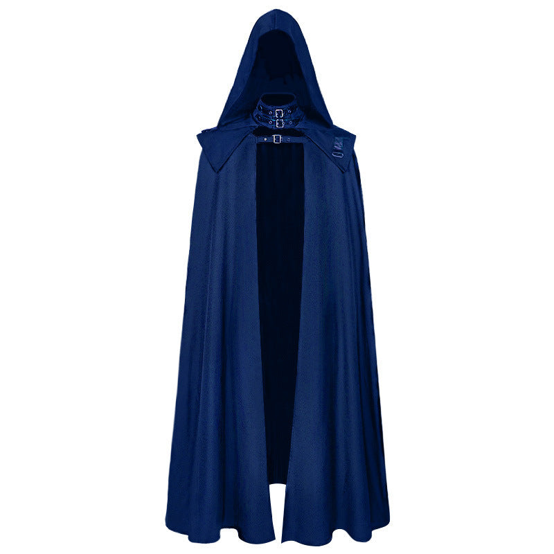 Halloween Dark Medieval Cosplay Cape with Hood for Women, Gothic Long Robe Cloak, Vintage Style Outerwear