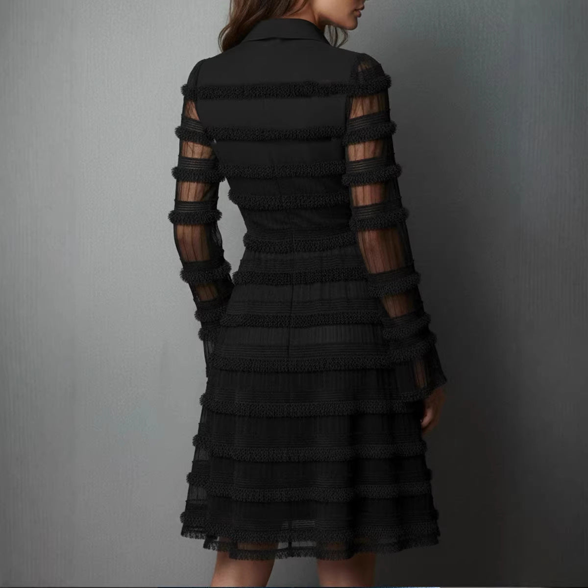 Sexy Sheer Fitted Dress Style High Waist Versatile Pleated Skirt