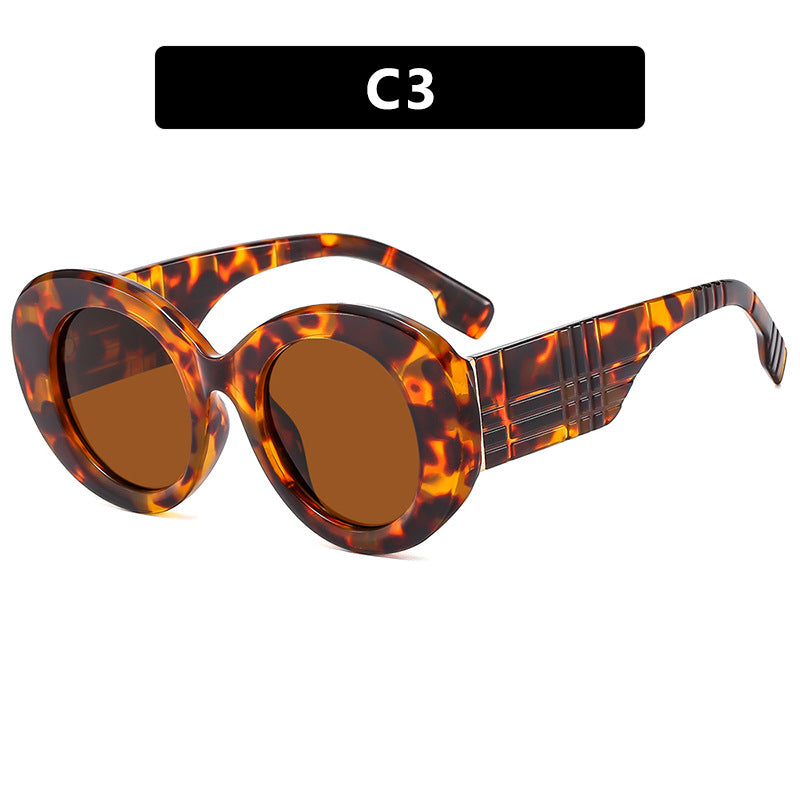 FLOETRY Large frame circular sunglasses for street photography Instagram fashion show, modern retro sunglasses