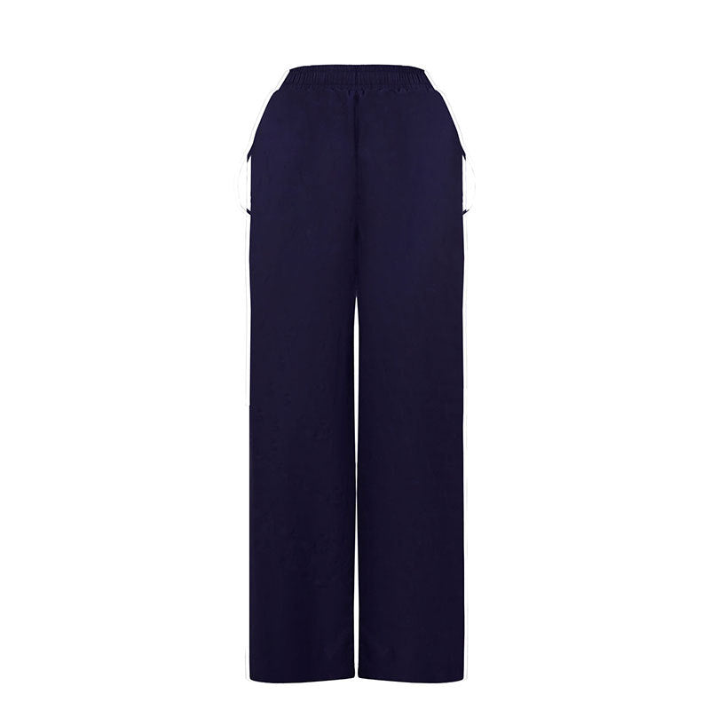 Side striped elastic waistband drawstring pants for women
