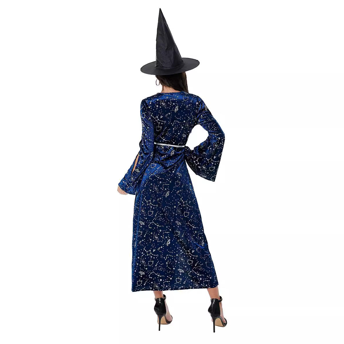 Zhu Mi Lian New Halloween Witch Costume Adult Role Play Witch Long Dress Cosplay Performance Costume