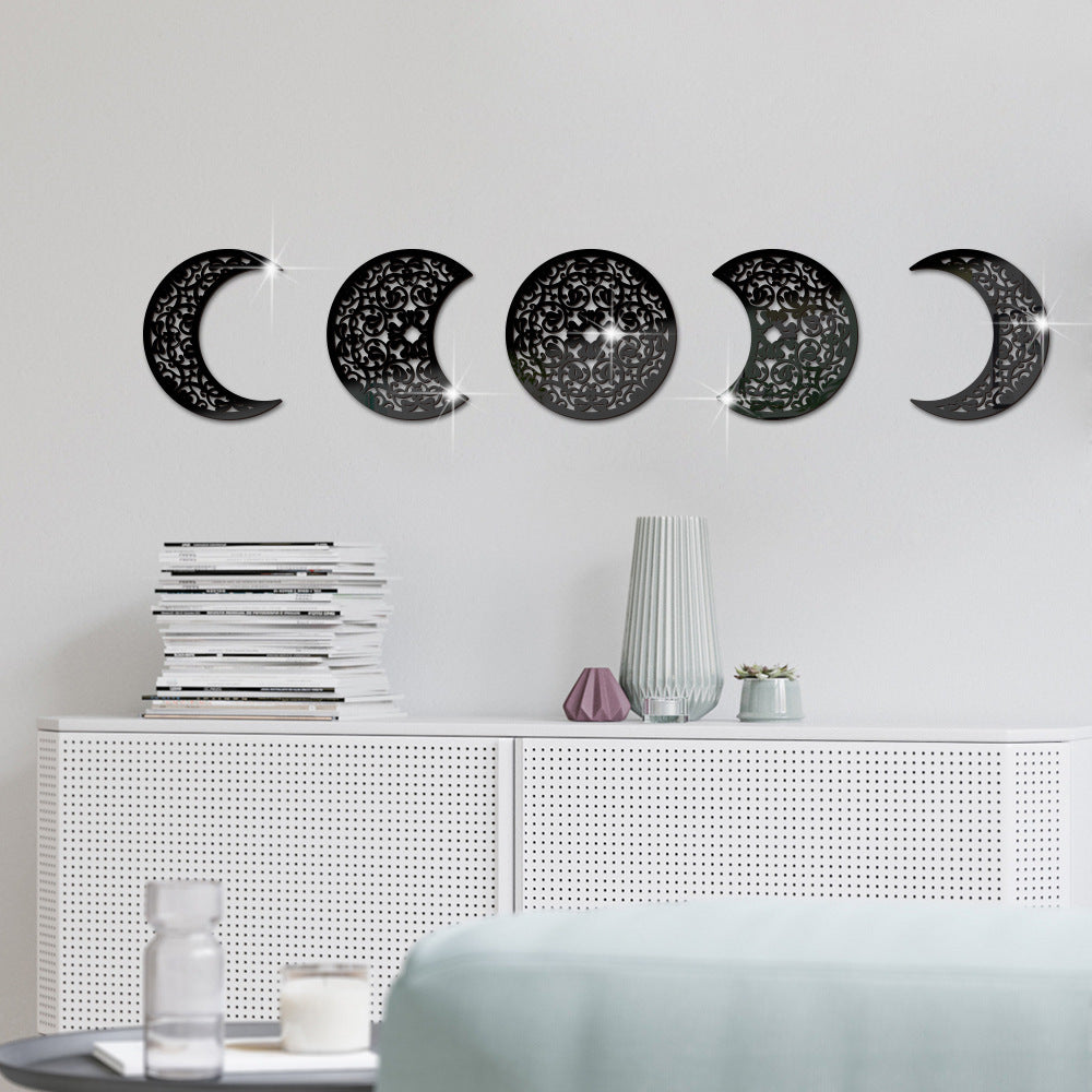 3D Stereoscopic Moon Phase Change Acrylic Mirror Surface Sticker Home Decoration Self-Adhesive Wall Sticker