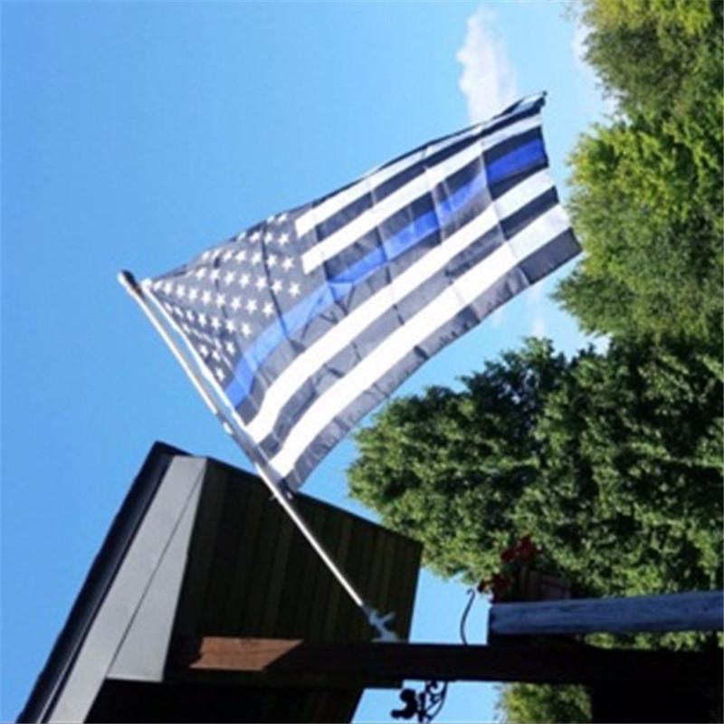 AGENT ACEVEDO 34815 90*150cm USA Police Flags Thin American National Banner White And Blue Stars Printed Strip with Brass Grommets