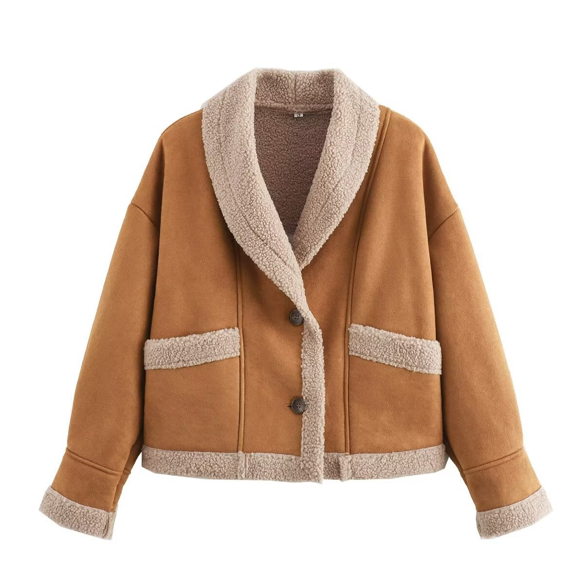 Autumn and winter women's clothing American retro woolen coat with loose collar and fur one-piece top for women