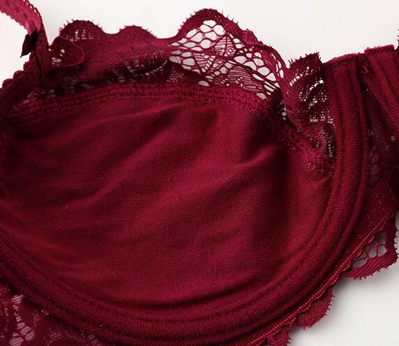 LA BELLA Sexy Bra Ultrathin Underwear Set Plus Size C D Cup Women Transparent Bra Sets Lace Embroidery Lingerie Gray Brassiere