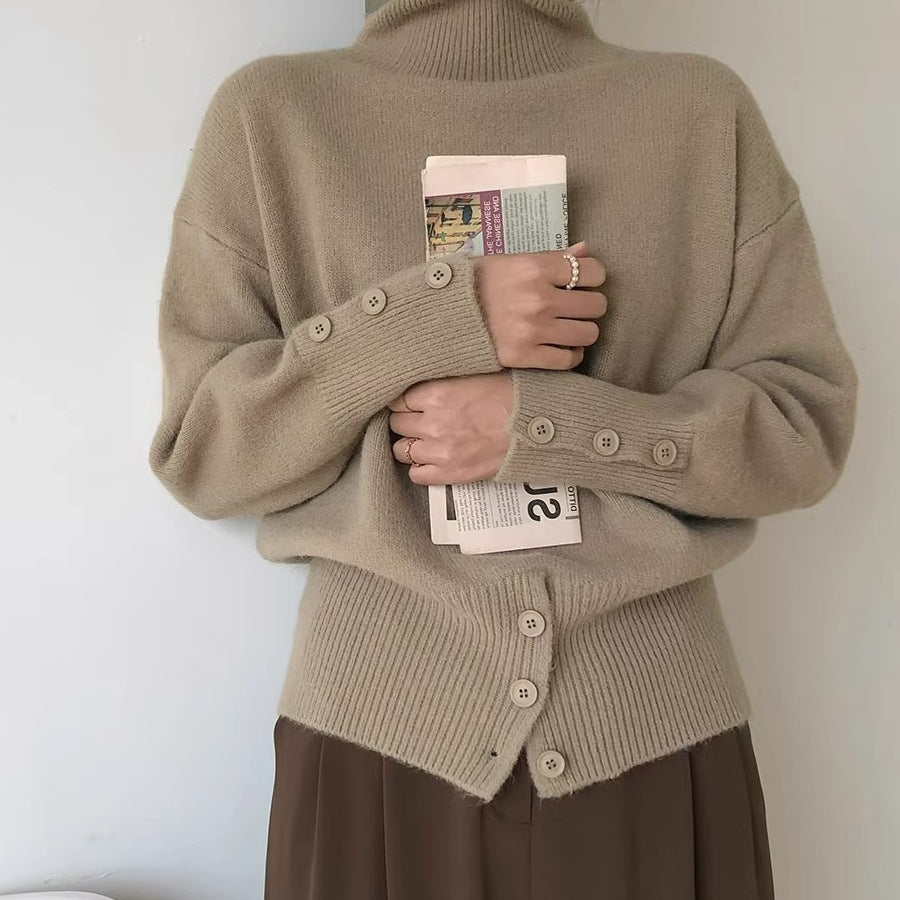 Hooded high neck sweater for women in autumn and winter