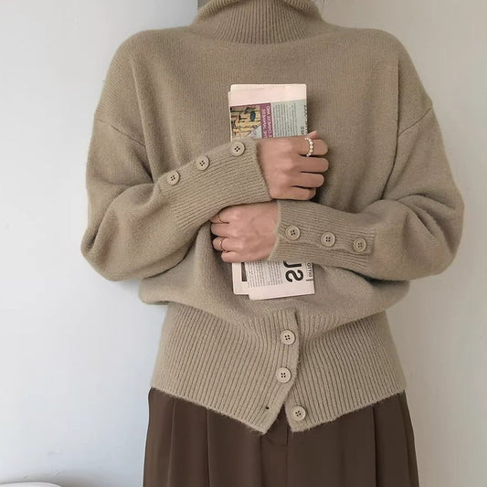 Hooded high neck sweater for women in autumn and winter