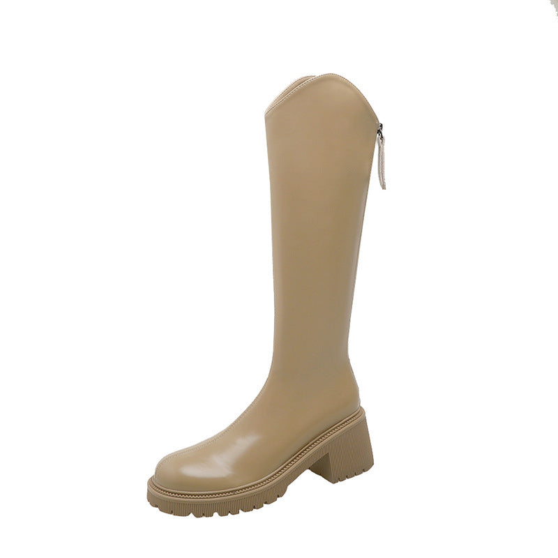 High Boots Women's High Bootsy Boots Chunky Heel Boots v Mouth Elastic Skinny Boots
