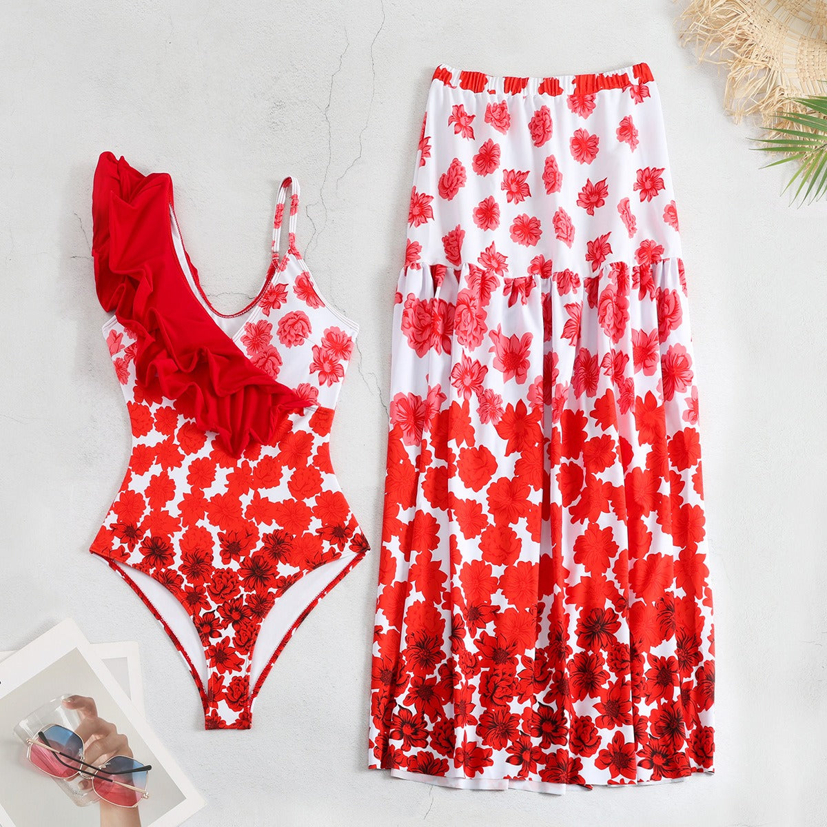 BORIKEN new style oblique shoulder strap swimsuit sexy one-piece high waist cross-border swimsuit women