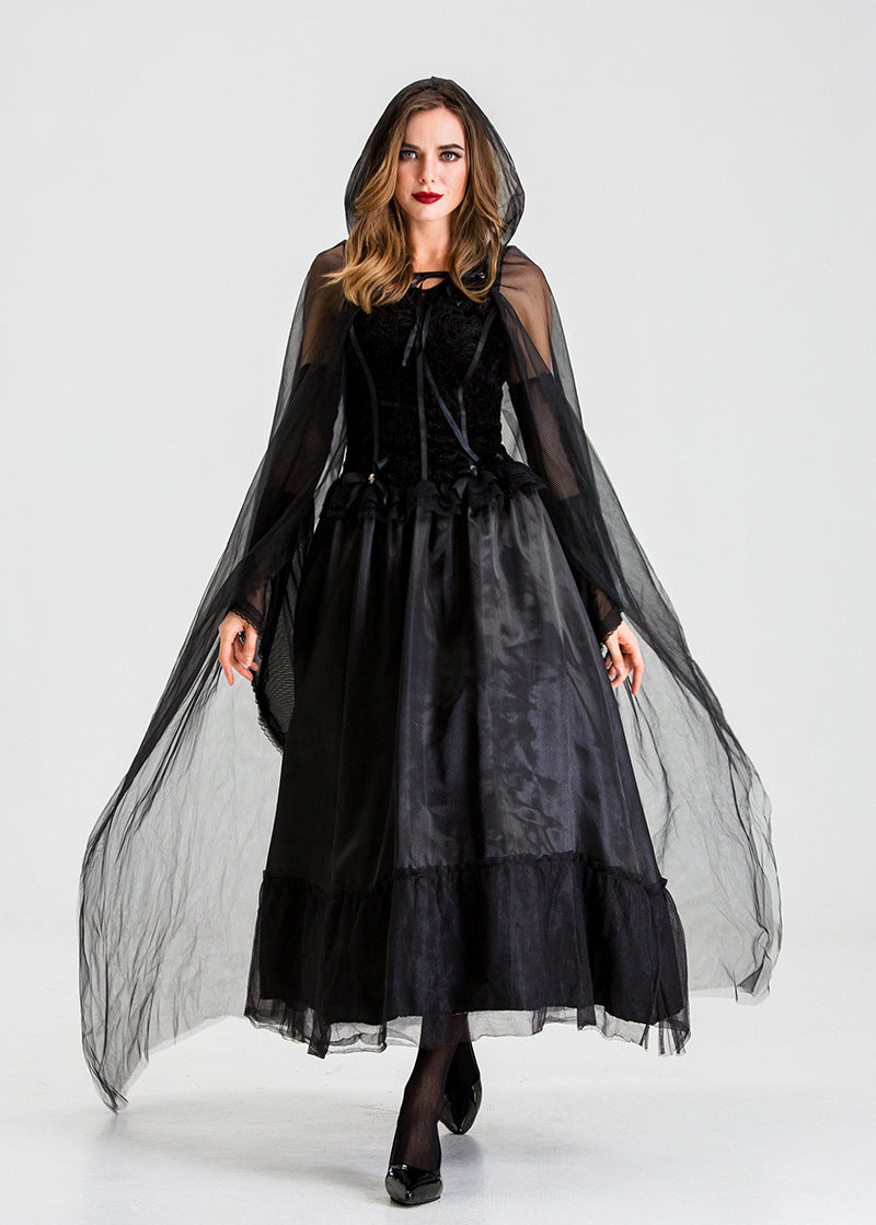 Halloween Party Dark Vampire Witch Castle Witch Costume for Women, Movie Photography Performance Outfit