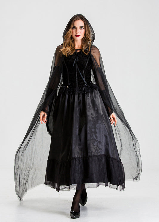 Halloween Party Dark Vampire Witch Castle Witch Costume for Women, Movie Photography Performance Outfit