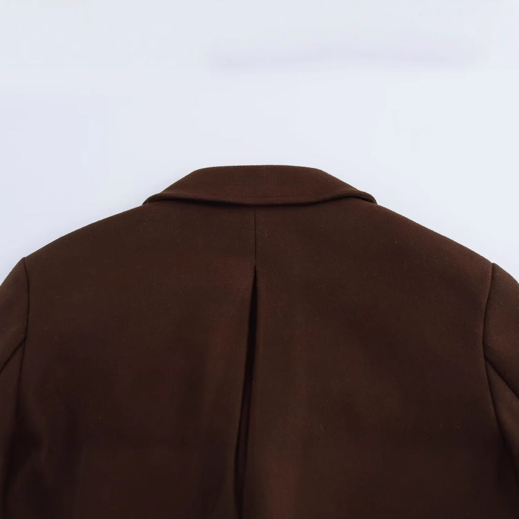 Autumn and winter fashion extended style temperament lapel blended coat jacket for women