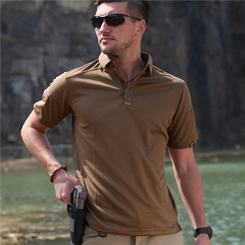 AGENT ACEVEDO 34815 Consul collar short sleeved multifunctional quick drying outdoor men's sports sweat wicking quick drying clothes elastic tactical T-shirt