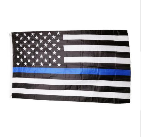AGENT ACEVEDO 34815 90*150cm USA Police Flags Thin American National Banner White And Blue Stars Printed Strip with Brass Grommets