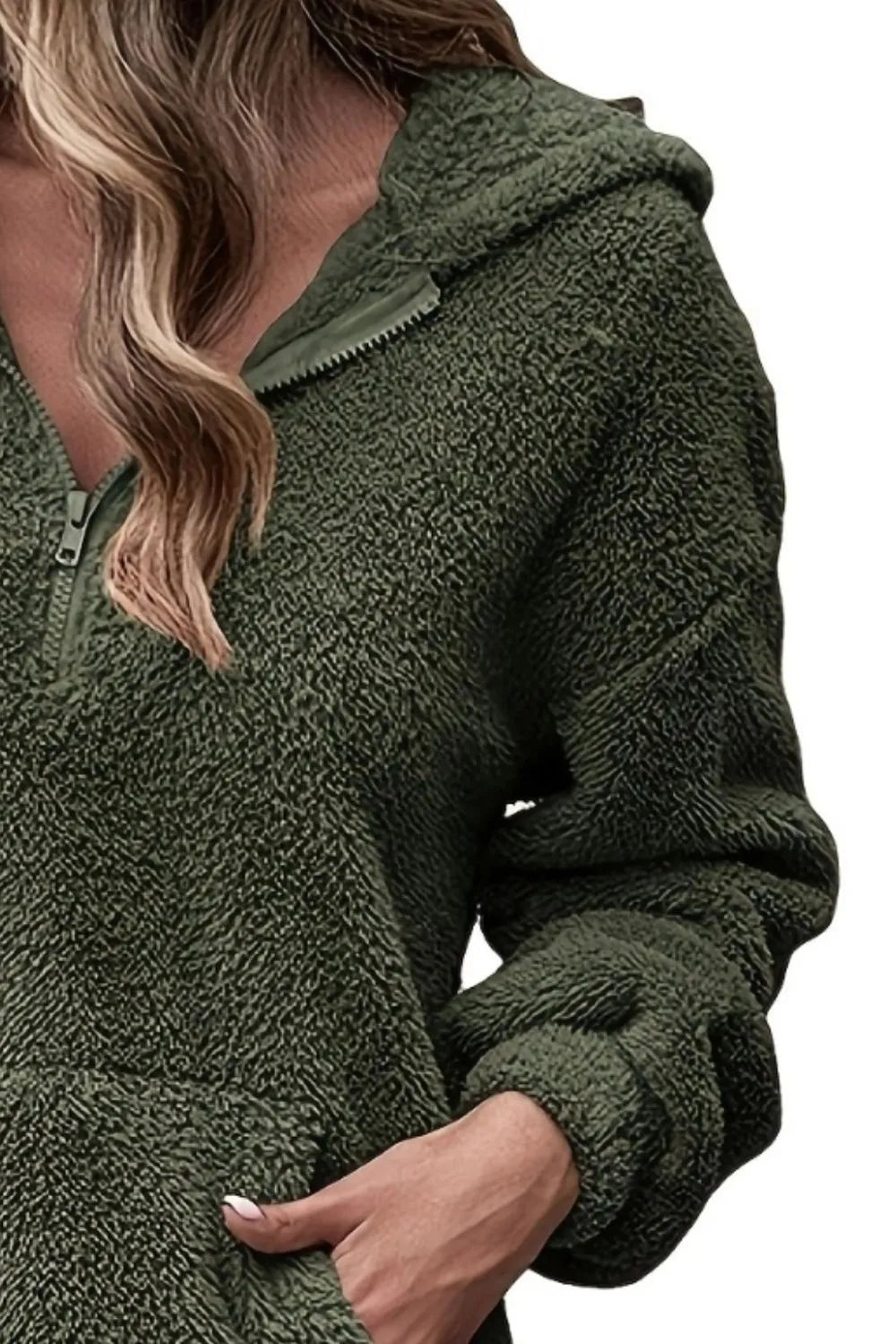 Badge of Pearls Half Zip Dropped Shoulder Oversized Hoodie