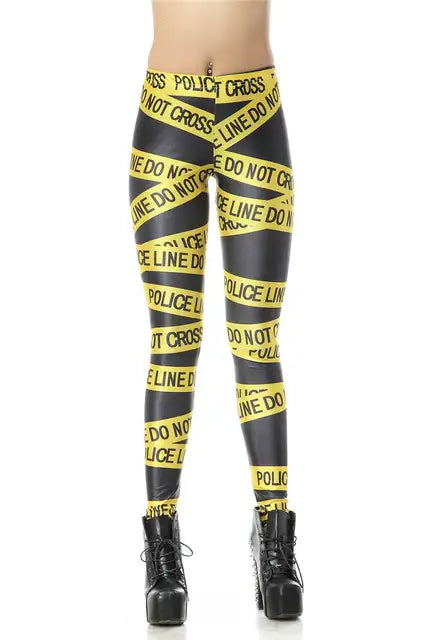 AGENT ACEVEDO 34815 Leggins High Waist Police Line Legins Printed Women Leggings